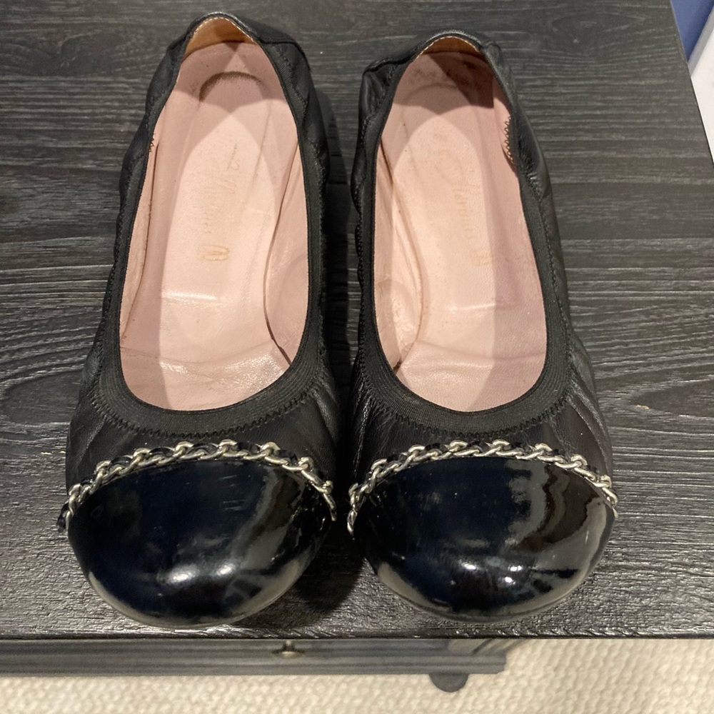 Pretty Ballerina stretch flats black leather & patent Size 39.5 / 8.5-9